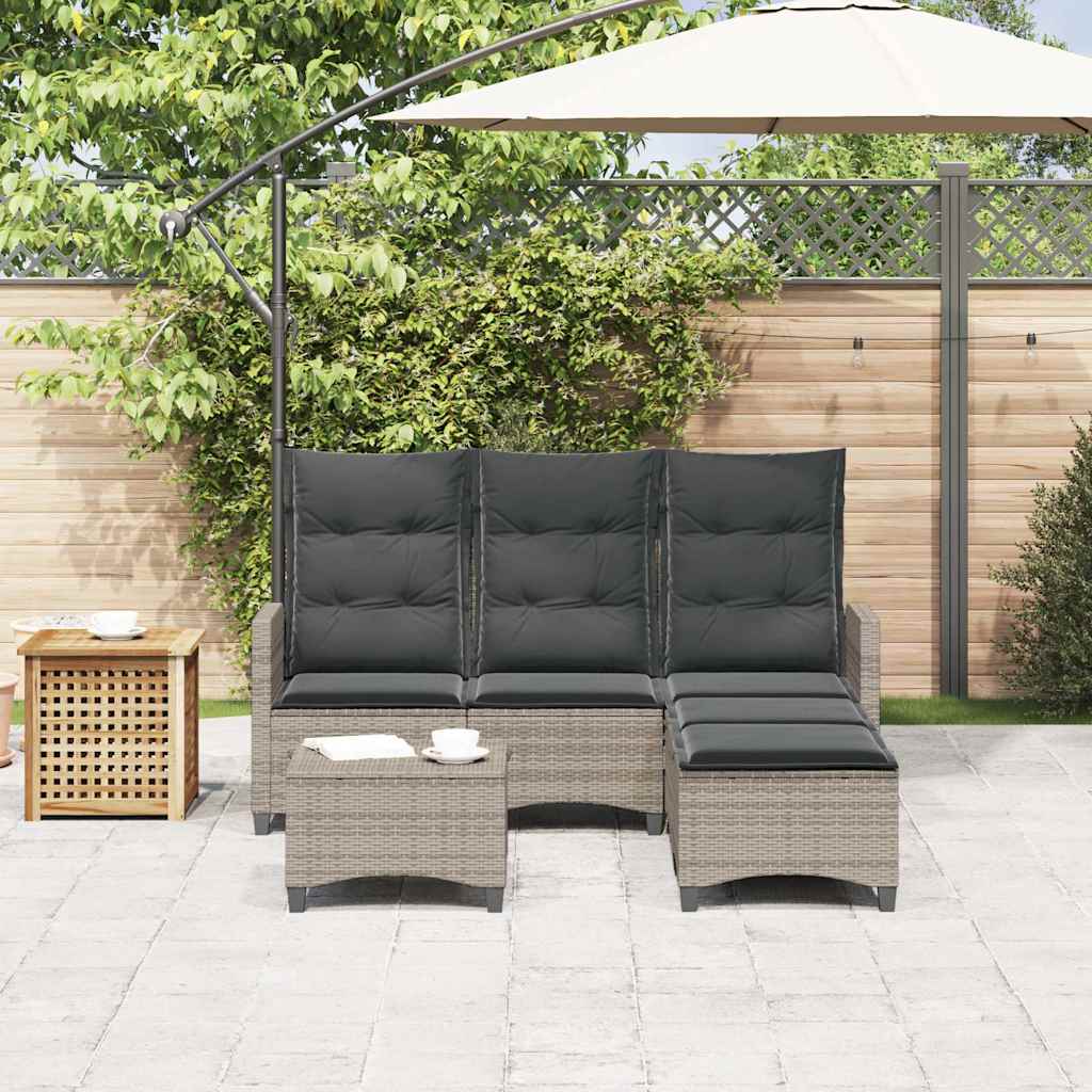 Set Divani da Giardino 3 pz con Cuscini a L Grigio Polyrattan | homemem39
