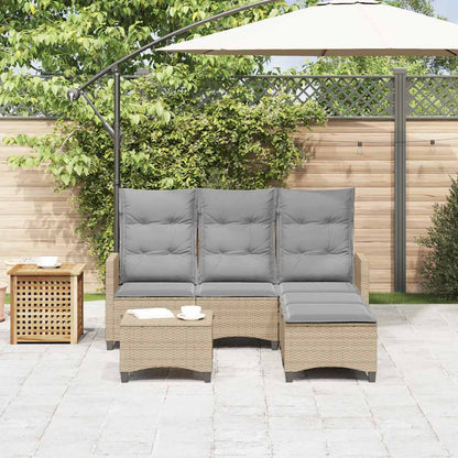 Set Divano da Giardino 3 pz con Cuscini a L Beige in Polyrattan | homemem39