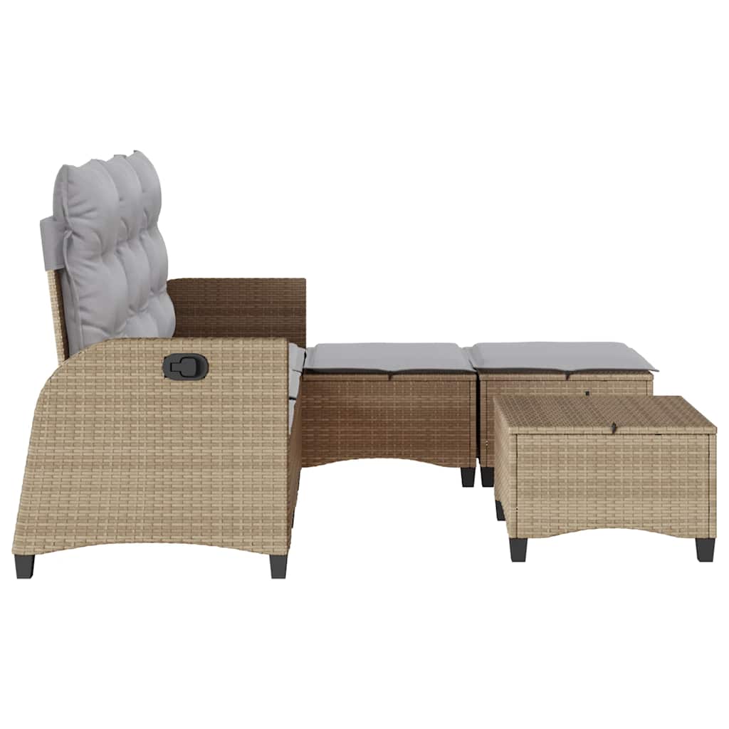 Set Divano da Giardino 3 pz con Cuscini a L Beige in Polyrattan | homemem39