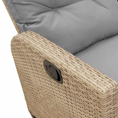 Set Divano da Giardino 3 pz con Cuscini a L Beige in Polyrattan | homemem39
