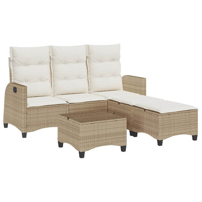 Set Divano da Giardino 3 pz con Cuscini a L Beige in Polyrattan | homemem39