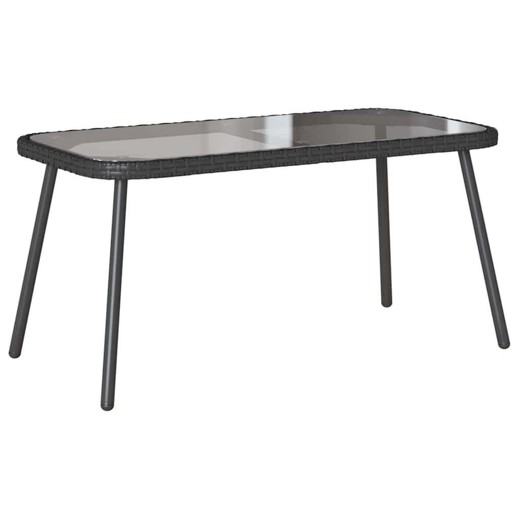 Set da Pranzo per Giardino con cuscino 2 pcs Nero polyrattan | homemem39