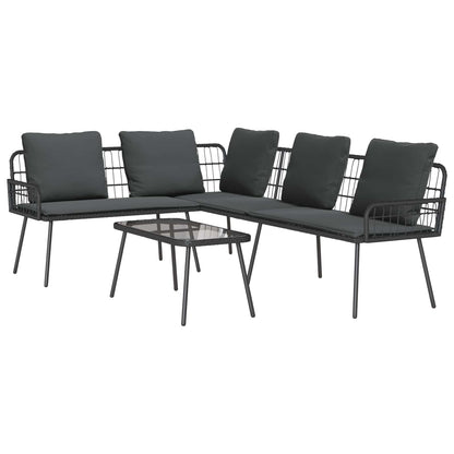 Set Divano da Giardino con cuscino 2 pcs Nero polyrattan