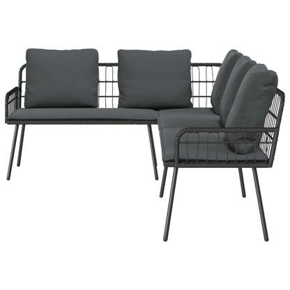 Set Divano da Giardino con cuscino 2 pcs Nero polyrattan | homemem39