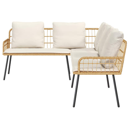 Set Divano da Giardino con cuscino 2 pcs Naturale polyrattan