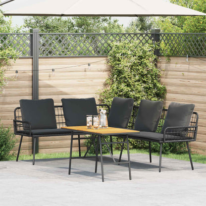 Set Divano da Giardino 2 pcs Nero polyrattan