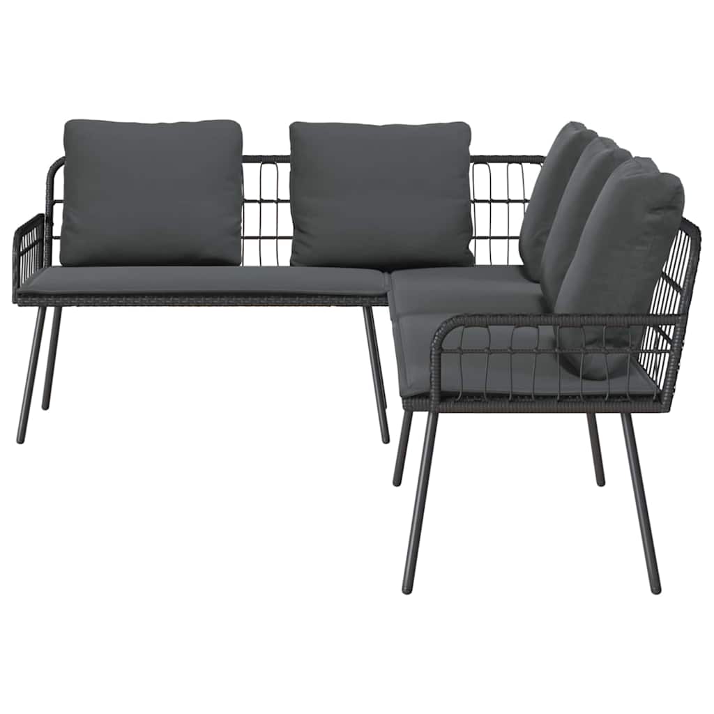 Set Divano da Giardino 2 pcs Nero polyrattan | homemem39