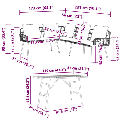 Set Divano da Giardino 2 pcs Beige polyrattan | homemem39