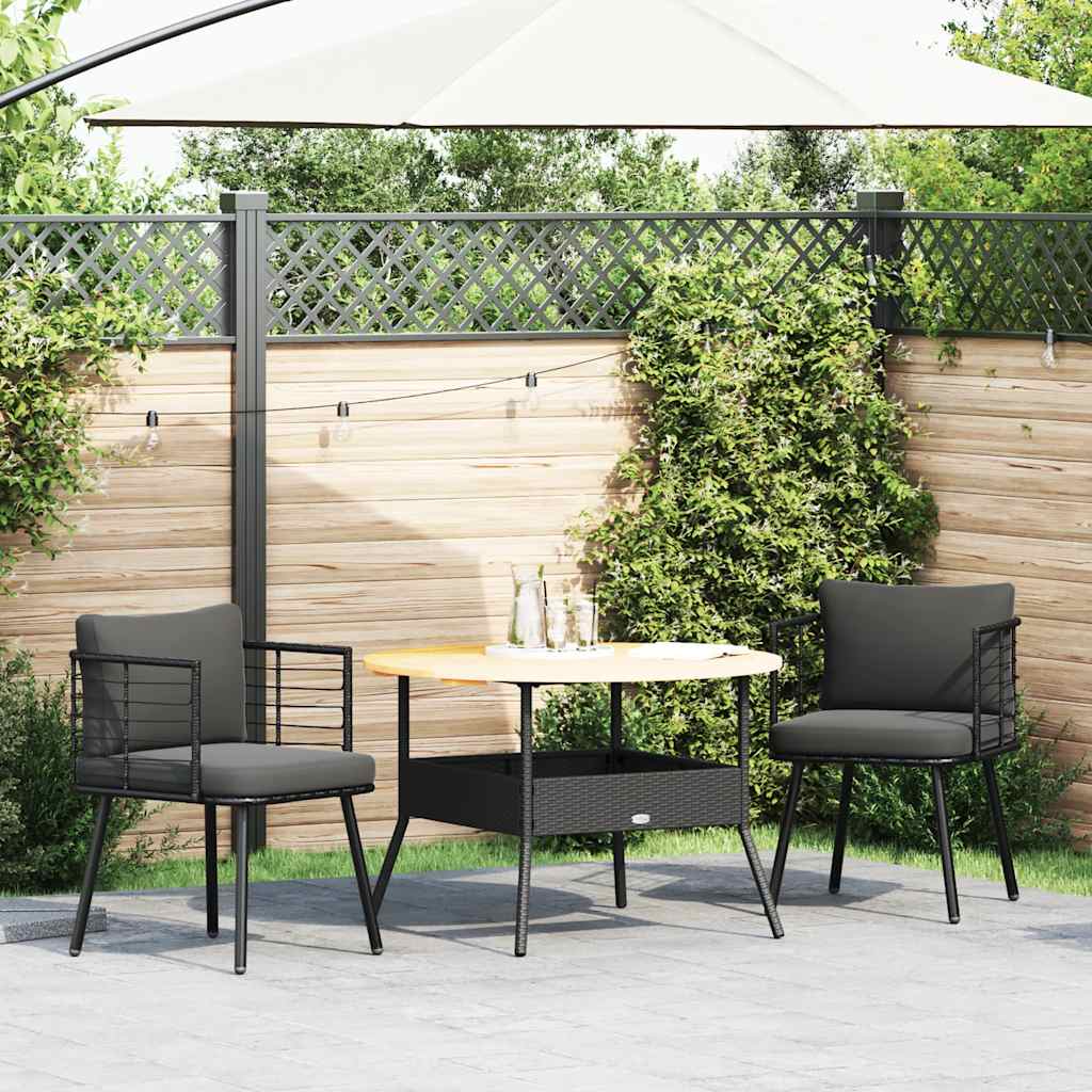 Sedie da Giardino con Cuscini 2 pz Nere in Polyrattan - homemem39