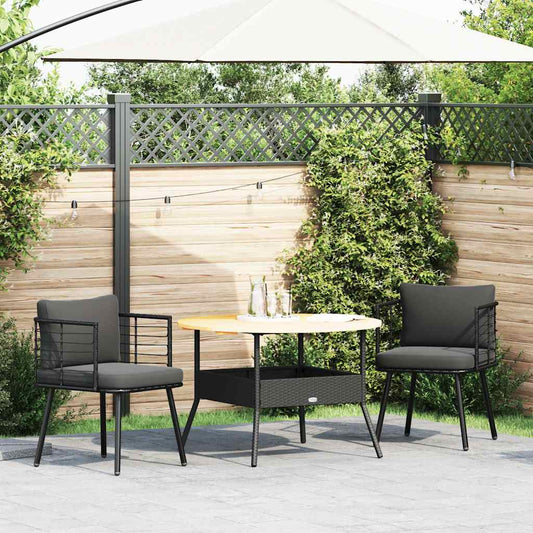 Sedie da Giardino con Cuscini 2 pz Nere in Polyrattan | homemem39