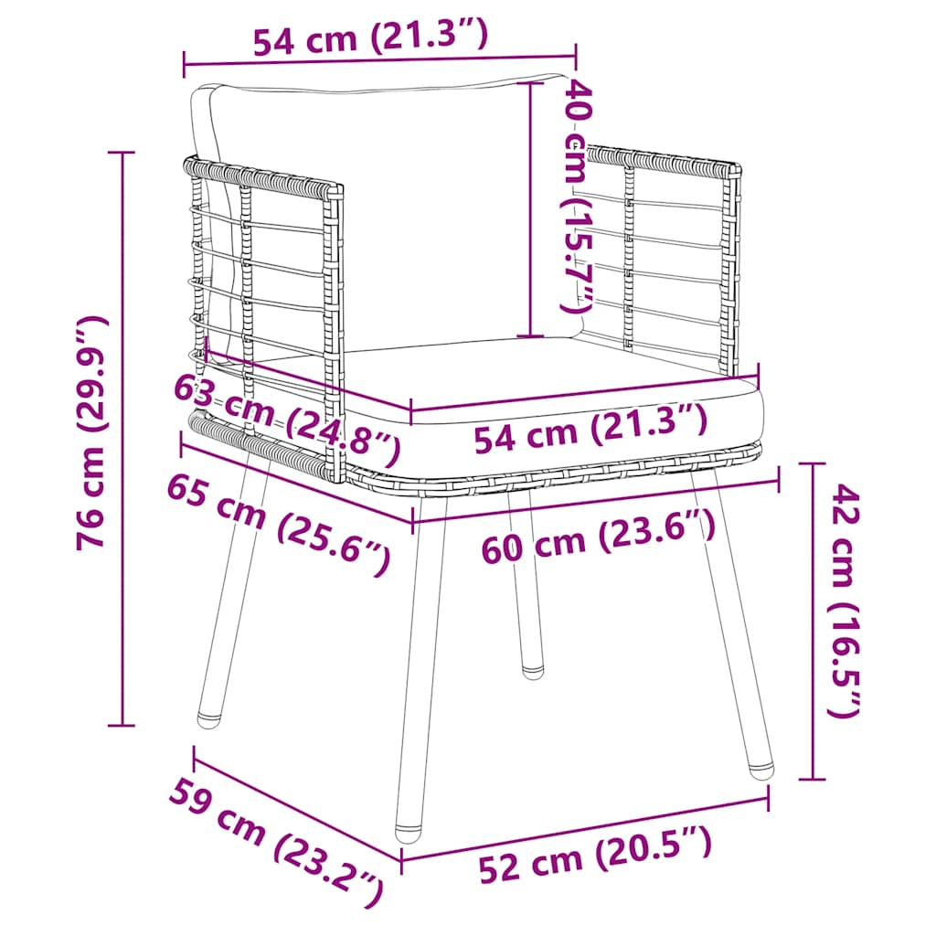 Sedie da Giardino con Cuscini 2 pz Nere in Polyrattan - homemem39