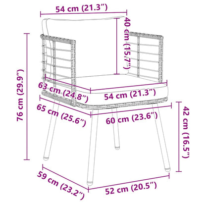 Sedie da Giardino con Cuscini 2 pz Nere in Polyrattan - homemem39