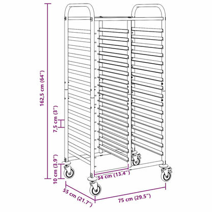 Carrello Portateglie con 32 GN Contenitori 75x55x162,5 cm