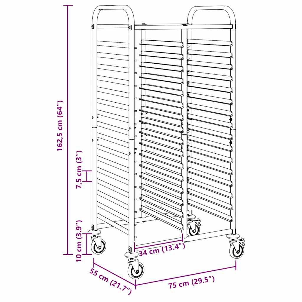 Carrello Portateglie con 32 GN Contenitori 75x55x162,5 cm