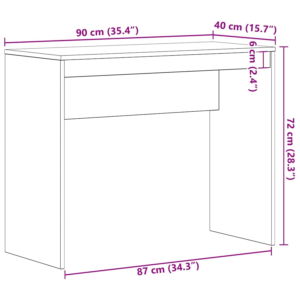 Scrivania Rovere Nero 90x40x72 cm Legno ingegnerizzato | homemem39