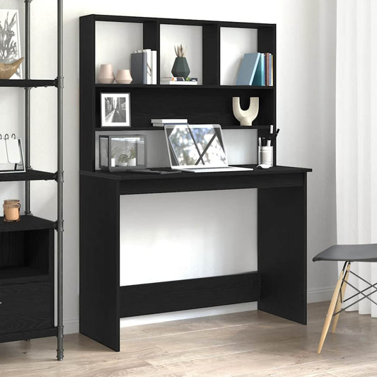Scrivania con Mensole Rovere Nero 102x45x148 cm in Truciolato | homemem39