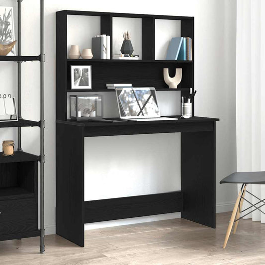 Scrivania con Mensole Rovere Nero 102x45x148 cm in Truciolato - homemem39