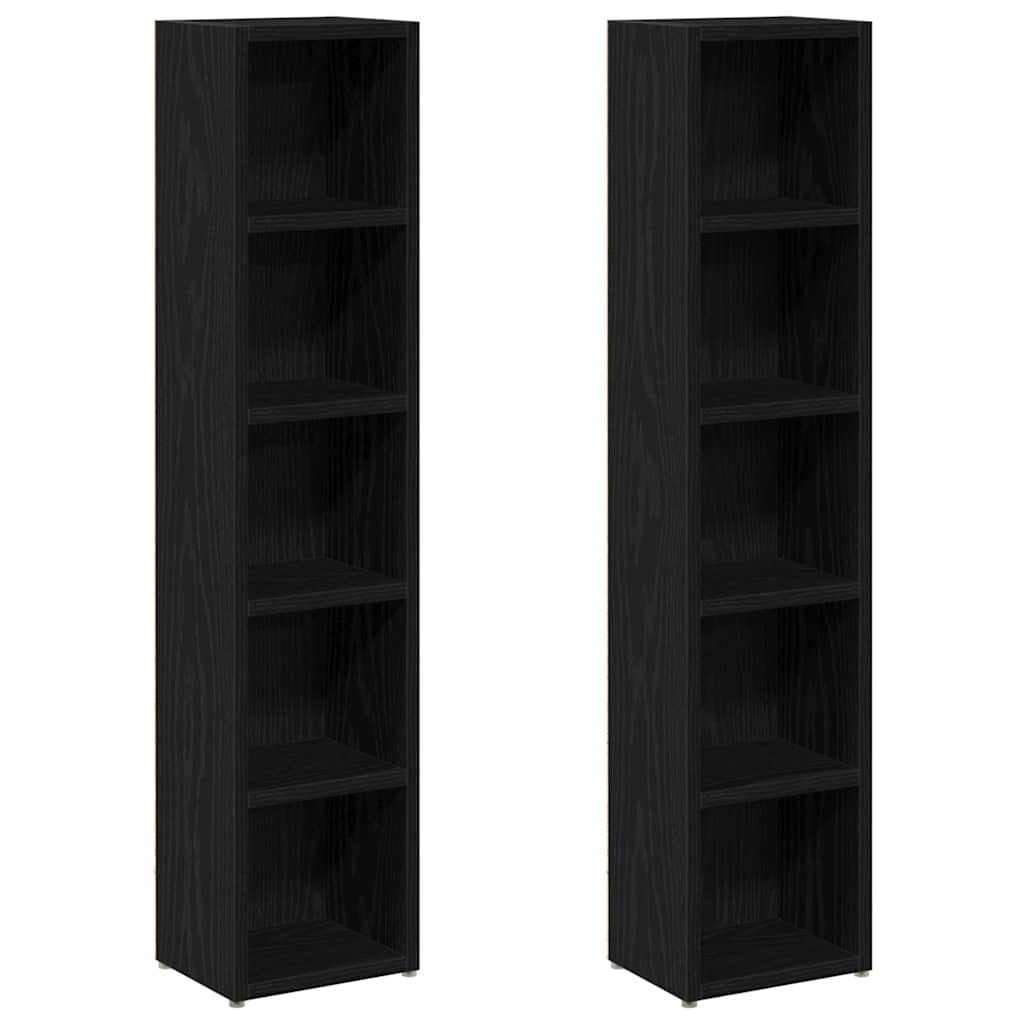 Scaffali Porta CD 2 pz Rovere Nero 21x16x93,5 cm in Truciolato - homemem39