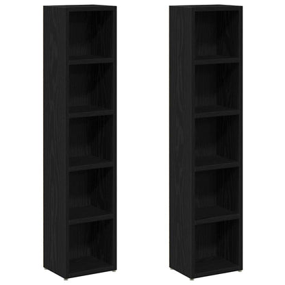 Scaffali Porta CD 2 pz Rovere Nero 21x16x93,5 cm in Truciolato - homemem39