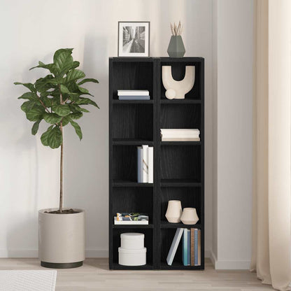 Scaffali Porta CD 2 pz Rovere Nero 21x16x93,5 cm in Truciolato - homemem39