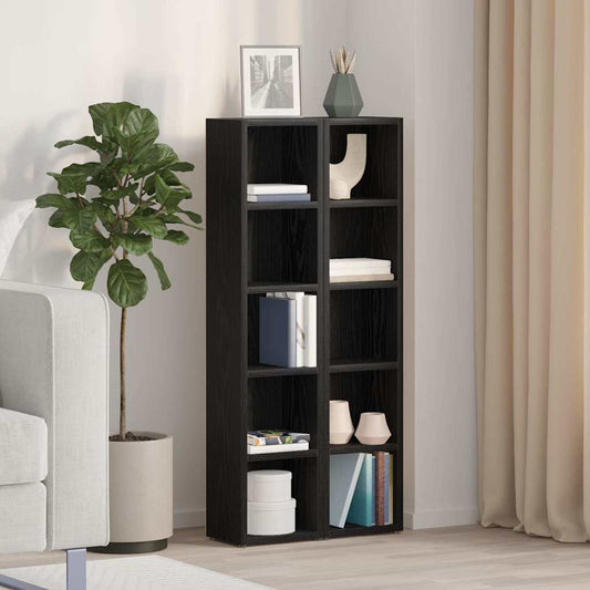 Scaffali Porta CD 2 pz Rovere Nero 21x16x93,5 cm in Truciolato - homemem39