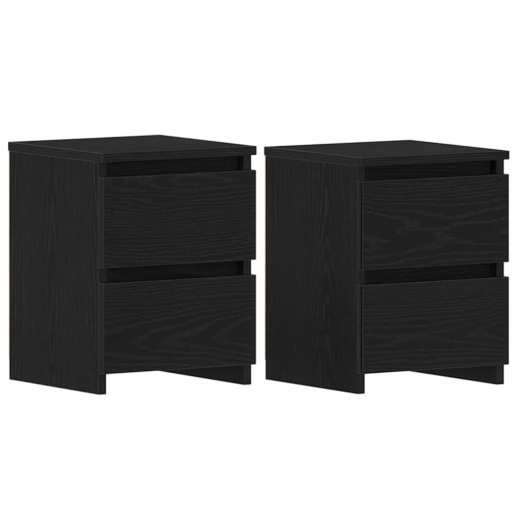 Armadio da Notte con cassetto 2 pcs Rovere nero 30 x 30 x 40 cm