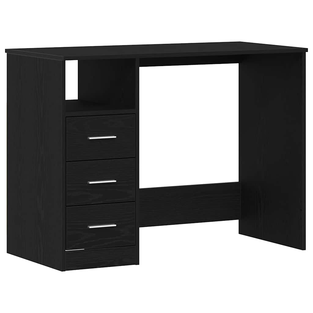 Scrivania Cassetti Rovere Nero 102x50x76 cm Legno Multistrato - homemem39