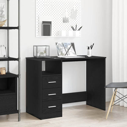 Scrivania Cassetti Rovere Nero 102x50x76 cm Legno Multistrato - homemem39