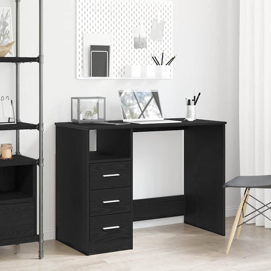 Scrivania Cassetti Rovere Nero 102x50x76 cm Legno Multistrato - homemem39