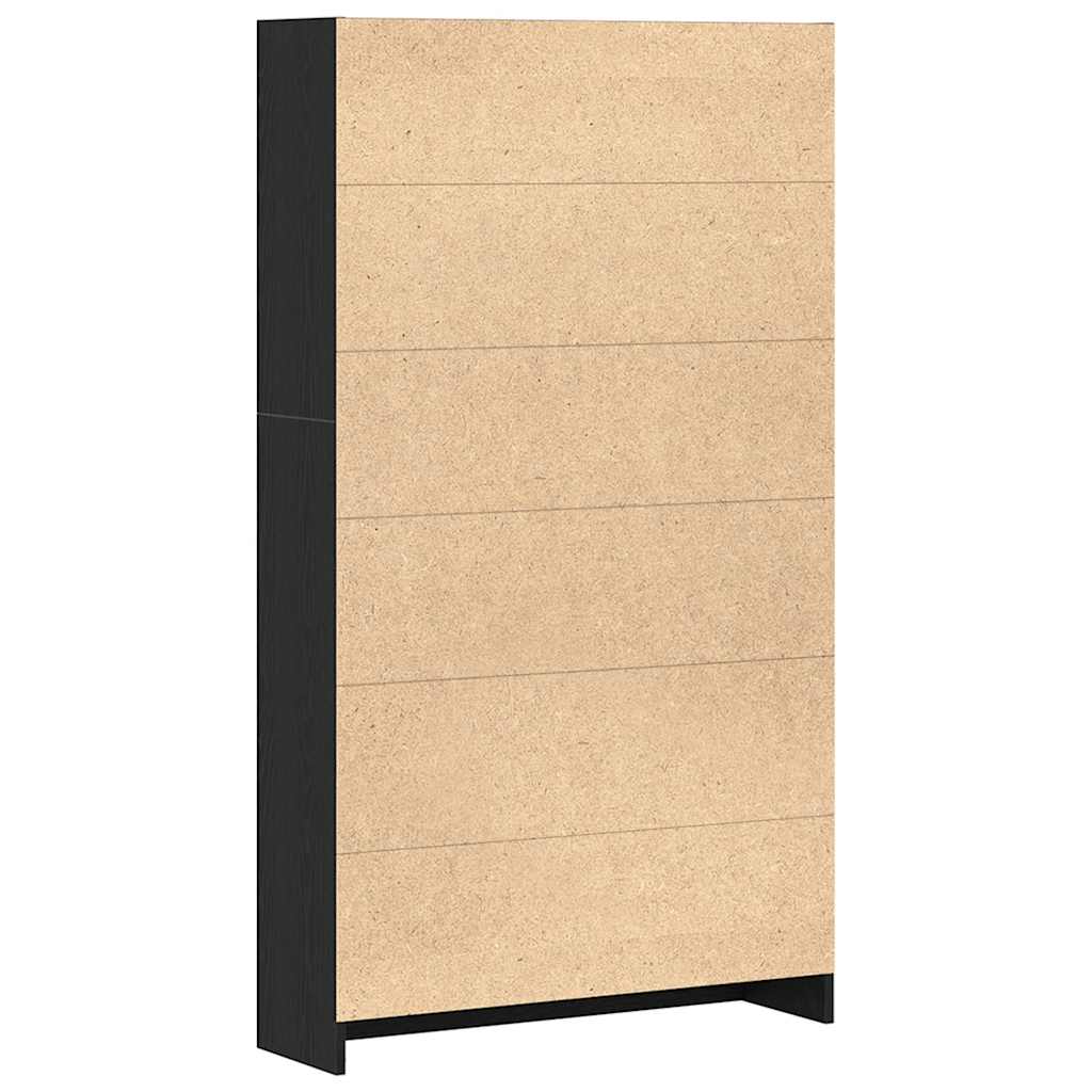 Libreria a 4 Ripiani Rovere Nero 80x24x143 cm in Truciolato | homemem39