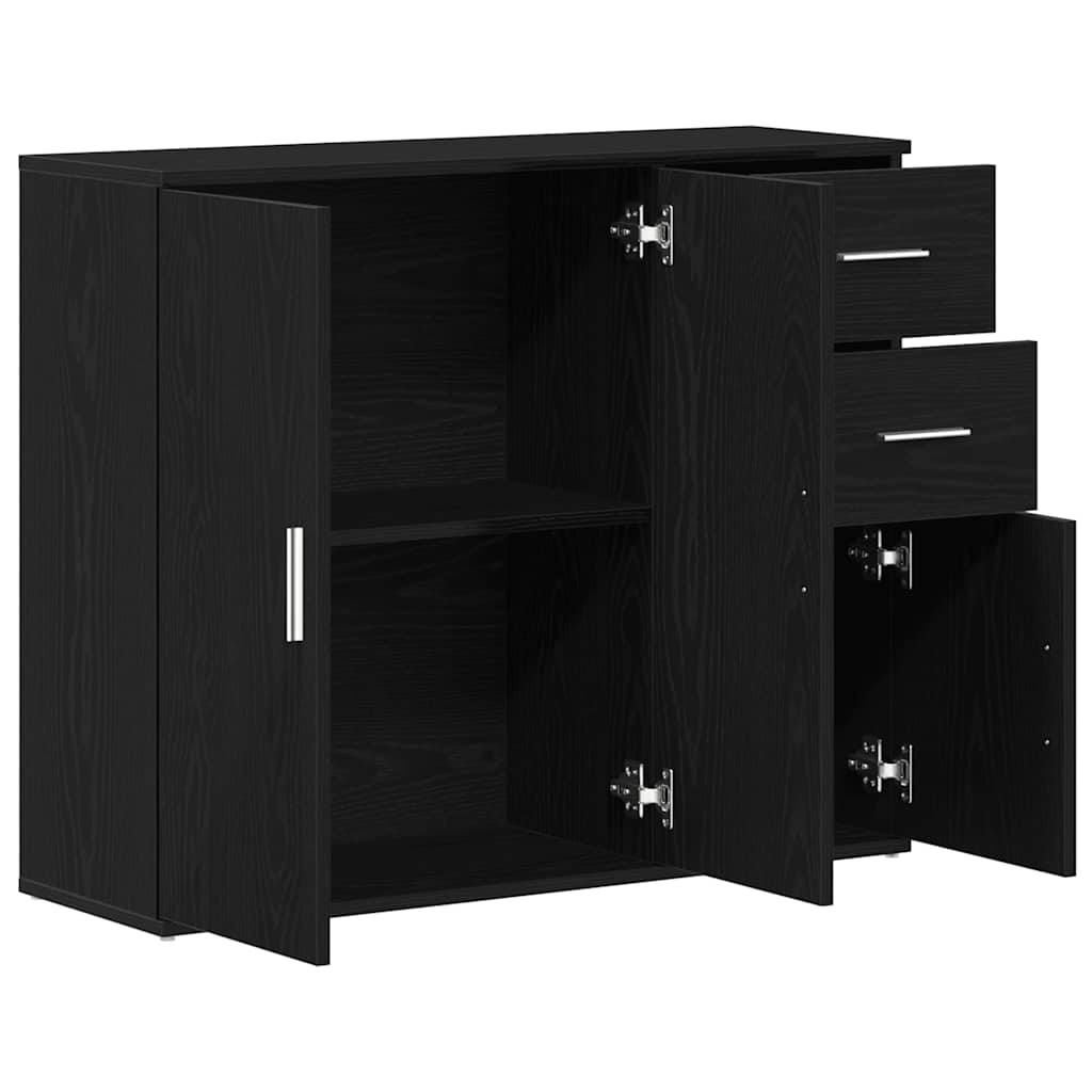 Credenza Rovere Nero 91x29,5x75 cm in Legno Multistrato