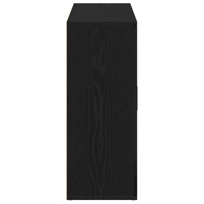 Credenza Rovere Nero 91x29,5x75 cm in Legno Multistrato - homemem39