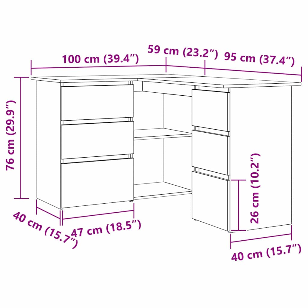 Scrivania Rovere Nero 145 x 100 x 76 cm Legno multistrato | homemem39