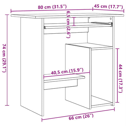 Scrivania Rovere Nero 80x45x74 cm in Legno Multistrato - homemem39