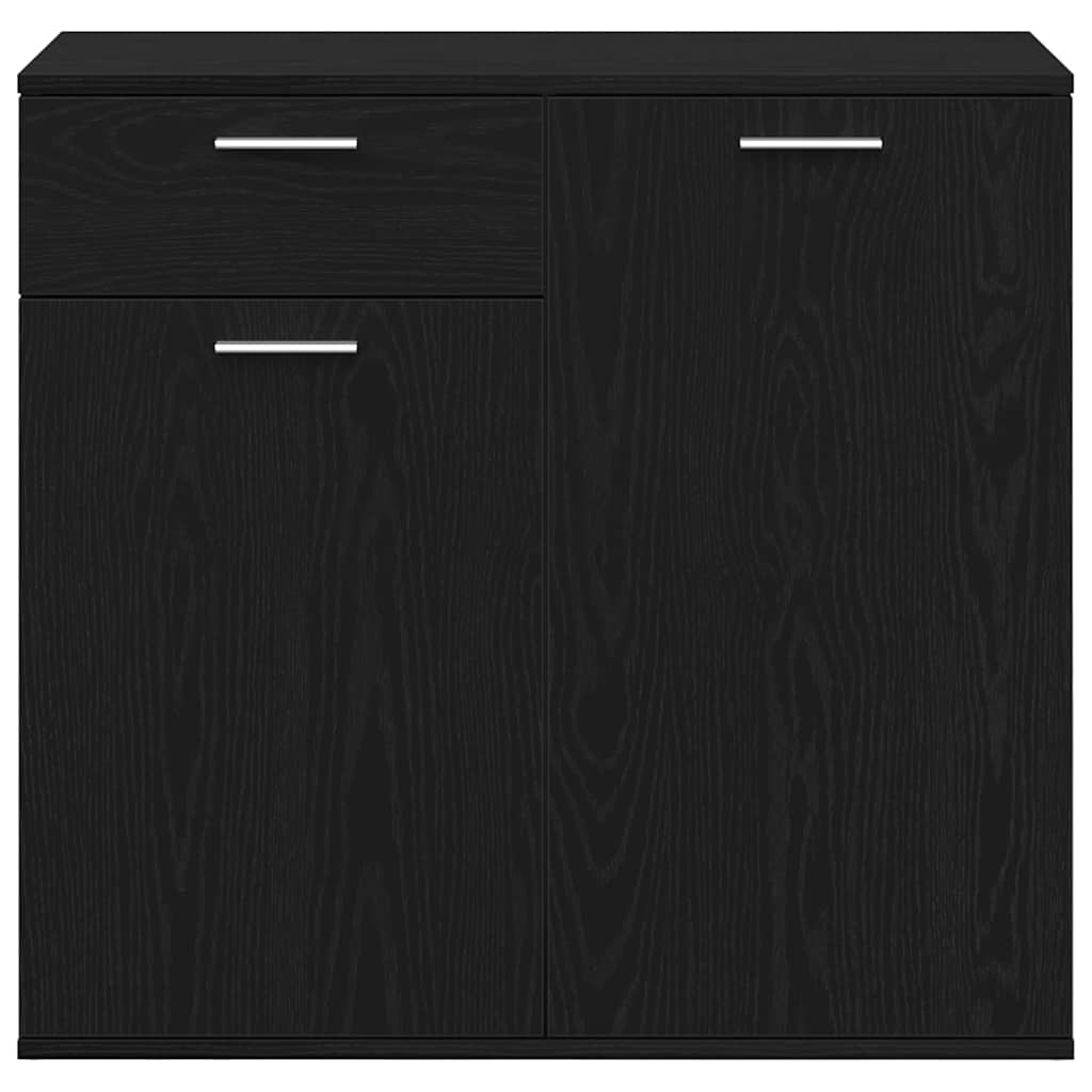 Credenza Rovere Nero 80x36x75 cm in Legno Multistrato