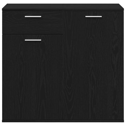 Credenza Rovere Nero 80x36x75 cm in Legno Multistrato