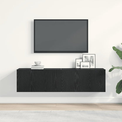 Mobile TV Rovere Nero 120x30x30,5 cm in Legno Multistrato - homemem39