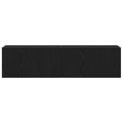 Mobile TV Rovere Nero 120x30x30,5 cm in Legno Multistrato