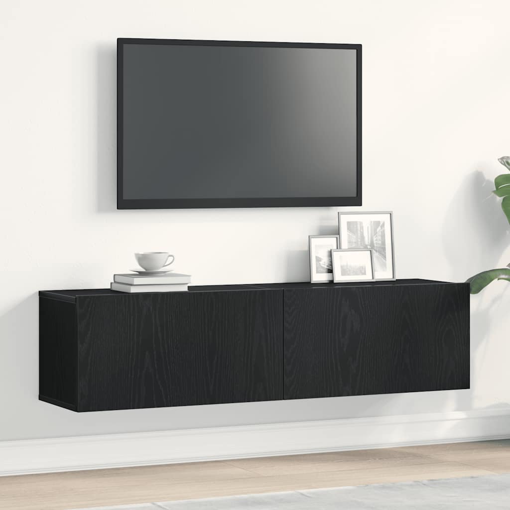 Mobile TV Rovere Nero 120x30x30,5 cm in Legno Multistrato