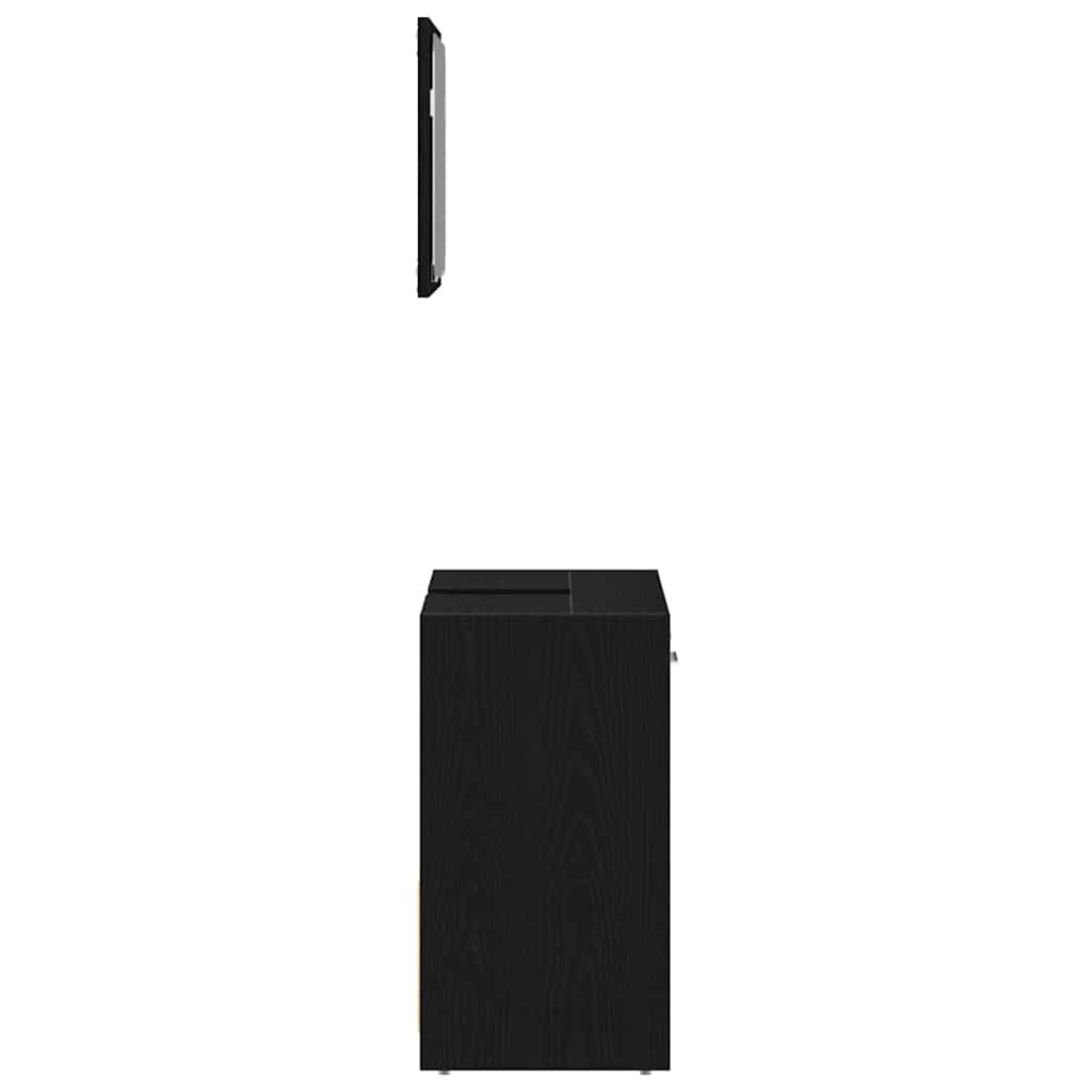 Mobile da Bagno con Specchio Rovere Nero in Legno Multistrato | homemem39