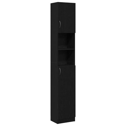 Mobile da Bagno Rovere Nero 32x25,5x190 cm in Legno Multistrato | homemem39