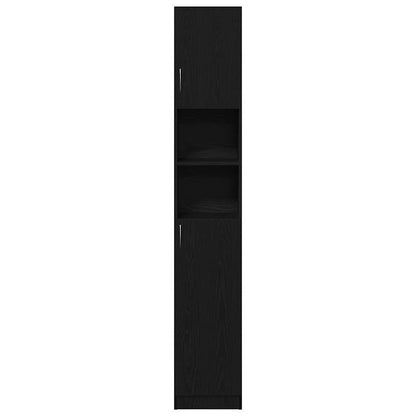 Mobile da Bagno Rovere Nero 32x25,5x190 cm in Legno Multistrato | homemem39
