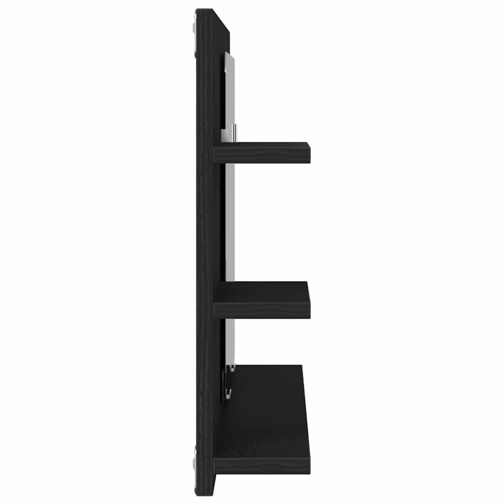 Mobiletto con Specchio per Bagno Rovere Nero 90x11x45 cm in Legno Massello | homemem39
