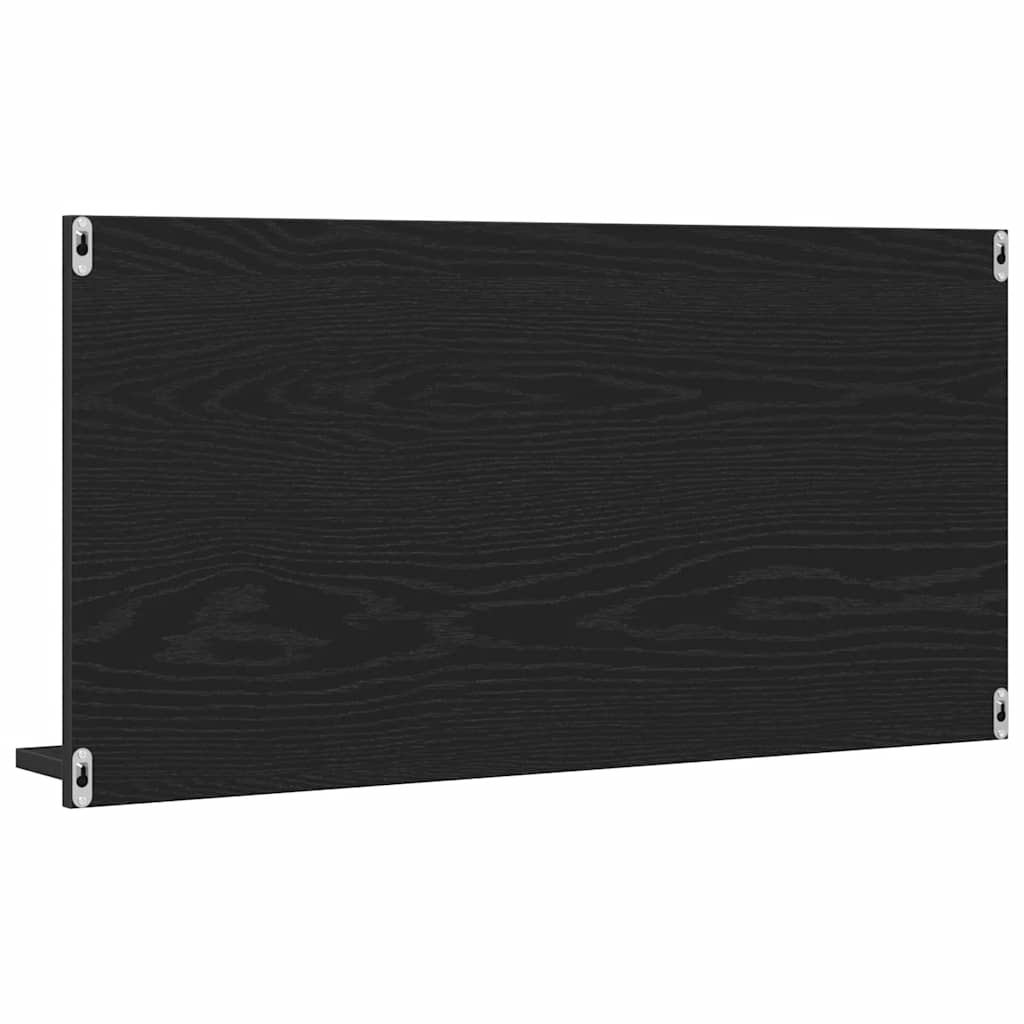 Mobiletto con Specchio per Bagno Rovere Nero 90x11x45 cm in Legno Massello | homemem39