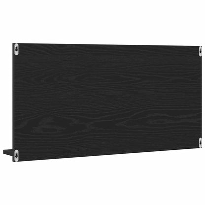 Mobiletto con Specchio per Bagno Rovere Nero 90x11x45 cm in Legno Massello | homemem39