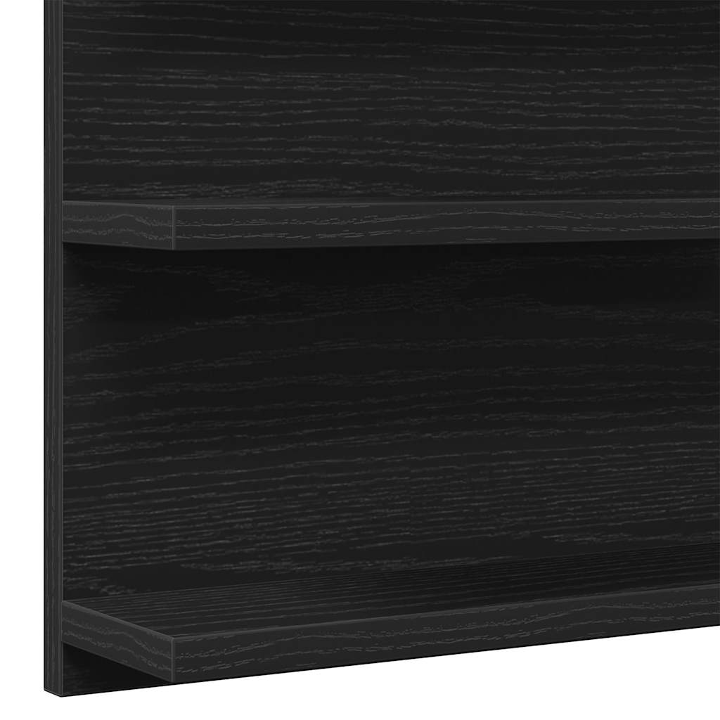 Mobiletto con Specchio per Bagno Rovere Nero 90x11x45 cm in Legno Massello | homemem39
