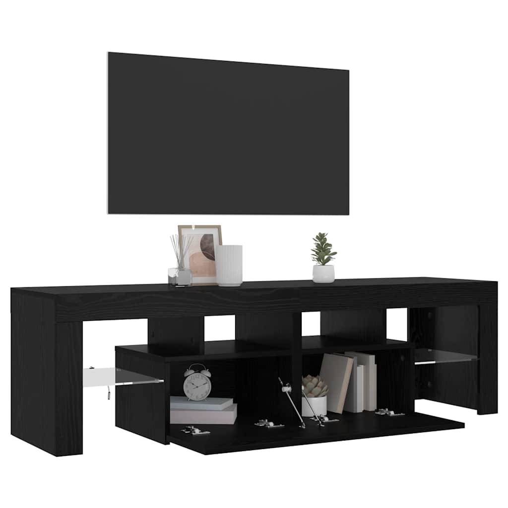 Mobile Porta TV con LED Rovere Nero 140x36,5x40 cm Truciolato - homemem39