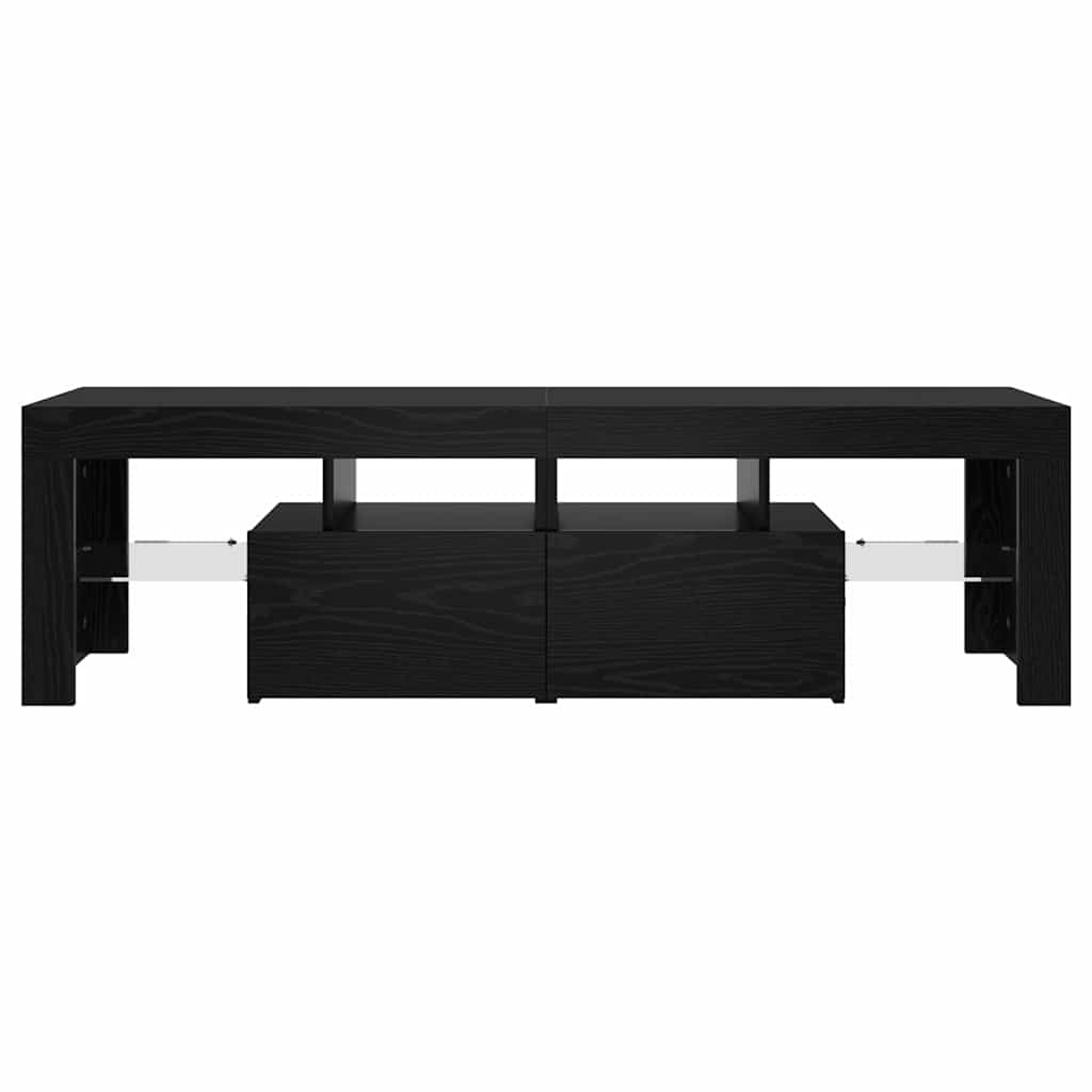 Mobile Porta TV con LED Rovere Nero 140x36,5x40 cm Truciolato - homemem39