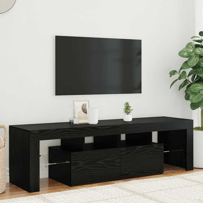 Mobile Porta TV con LED Rovere Nero 140x36,5x40 cm Truciolato - homemem39