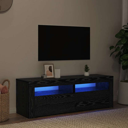 Mobile Porta TV con LED Rovere Nero 120x35x40 cm Multistrato - homemem39